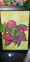Load image into Gallery viewer, Olive & red peony flower Australian floral tattoo inspired artwork
