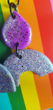 Load image into Gallery viewer, Lilac dreams handmade glitter polymer clay earrings