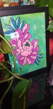 Load image into Gallery viewer, Lime & pink open peony flower Australian floral tattoo inspired artwork