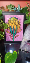 Load image into Gallery viewer, Yellow protea flower Australian floral tattoo inspired artwork