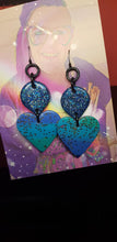 Load image into Gallery viewer, Love hearts handmade glitter polymer clay earrings