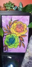 Load image into Gallery viewer, Lime & yellow peonies flower Australian floral tattoo inspired artwork