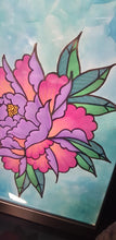 Load image into Gallery viewer, Lilac & pink peony Australian floral tattoo inspired artwork