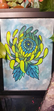 Load image into Gallery viewer, Green crysanthemum flower Australian floral tattoo inspired artwork