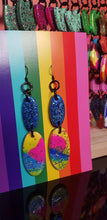 Load image into Gallery viewer, Sapphire glitter handmade earrings polymer clay