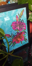 Load image into Gallery viewer, Pink lily flower Australian floral tattoo inspired artwork