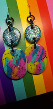 Load image into Gallery viewer, Purple swirls handmade glitter polymer clay earrings