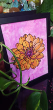 Load image into Gallery viewer, Golden dahlia Australian floral tattoo inspired artwork