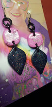 Load image into Gallery viewer, Midnight blue glitter handmade glitter polymer clay earrings