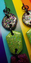 Load image into Gallery viewer, Green apple handmade glitter polymer clay earrings