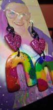 Load image into Gallery viewer, Raspberry rainbows handmade glitter polymer clay earrings