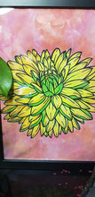 Load image into Gallery viewer, Golden dahlia flower Australian floral tattoo inspired artwork