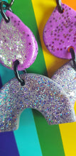 Load image into Gallery viewer, Lilac dreams handmade glitter polymer clay earrings