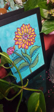 Load image into Gallery viewer, Orange dahlia flower Australian floral tattoo inspired artwork