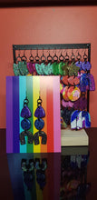 Load image into Gallery viewer, Galaxy rainbow glitter polymer clay earrings