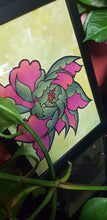 Load image into Gallery viewer, Olive & red peony flower Australian floral tattoo inspired artwork