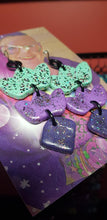 Load image into Gallery viewer, Double crown rainbow glitter polymer clay earrings