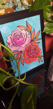 Load image into Gallery viewer, Red & pink peony flower Australian floral tattoo inspired artwork