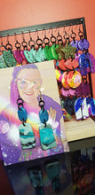 Load image into Gallery viewer, Turquoise waves handmade glitter polymer clay earrings