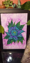 Load image into Gallery viewer, Turquoise & purple peony flower Australian floral tattoo inspired artwork