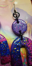 Load image into Gallery viewer, Purple berry handmade glitter polymer clay earrings