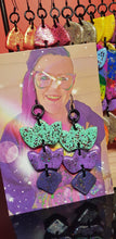 Load image into Gallery viewer, Double crown rainbow glitter polymer clay earrings