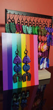 Load image into Gallery viewer, Galaxy rainbow glitter polymer clay earrings