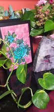 Load image into Gallery viewer, Turquoise & teal peony flower Australian floral tattoo inspired artwork