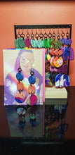 Load image into Gallery viewer, Peachy pair rainbow glitter polymer clay earrings