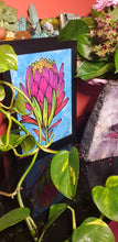 Load image into Gallery viewer, Magenta protea Australian floral tattoo inspired artwork