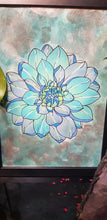 Load image into Gallery viewer, Teal turquoise succulent flower Australian floral tattoo inspired artwork