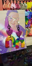 Load image into Gallery viewer, Raspberry rainbows handmade glitter polymer clay earrings