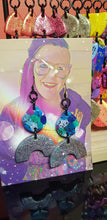Load image into Gallery viewer, Silver star handmade glitter polymer clay earrings