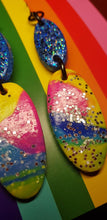 Load image into Gallery viewer, Sapphire glitter handmade earrings polymer clay
