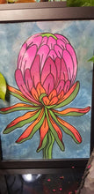 Load image into Gallery viewer, Pink protea flower Australian floral tattoo inspired artwork