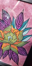 Load image into Gallery viewer, Earthy tones of green peony Australian floral tattoo inspired artwork