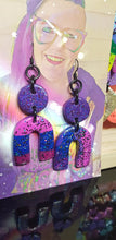 Load image into Gallery viewer, Purple berry handmade glitter polymer clay earrings
