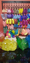 Load image into Gallery viewer, Rainbow rave handmade glitter polymer clay earrings
