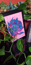 Load image into Gallery viewer, Pink & blue crysanthemum flower Australian floral tattoo inspired artwork