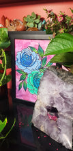 Load image into Gallery viewer, Lime & blue peony flower Australian floral tattoo inspired artwork
