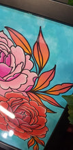 Load image into Gallery viewer, Red & pink peony flower Australian floral tattoo inspired artwork