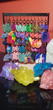 Load image into Gallery viewer, Wisteria petals rainbow glitter polymer clay earrings