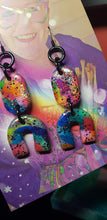 Load image into Gallery viewer, Galaxy & rainbow glitter handmade earrings polymer clay