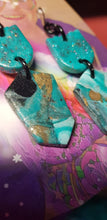 Load image into Gallery viewer, Ocean dreams glitter handmade earrings polymer clay