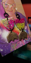 Load image into Gallery viewer, Gold glitter tulip handmade earrings polymer clay