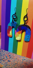 Load image into Gallery viewer, Mystical rainbows glitter handmade earrings polymer clay