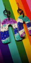Load image into Gallery viewer, Clouds & rainbows glitter handmade earrings polymer clay