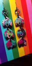 Load image into Gallery viewer, Tiptoe through the tulips glitter handmade earrings polymer clay