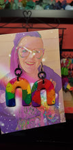 Load image into Gallery viewer, Large rainbow glitter handmade earrings polymer clay