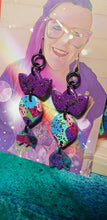 Load image into Gallery viewer, Monet's garden glitter handmade earrings polymer clay